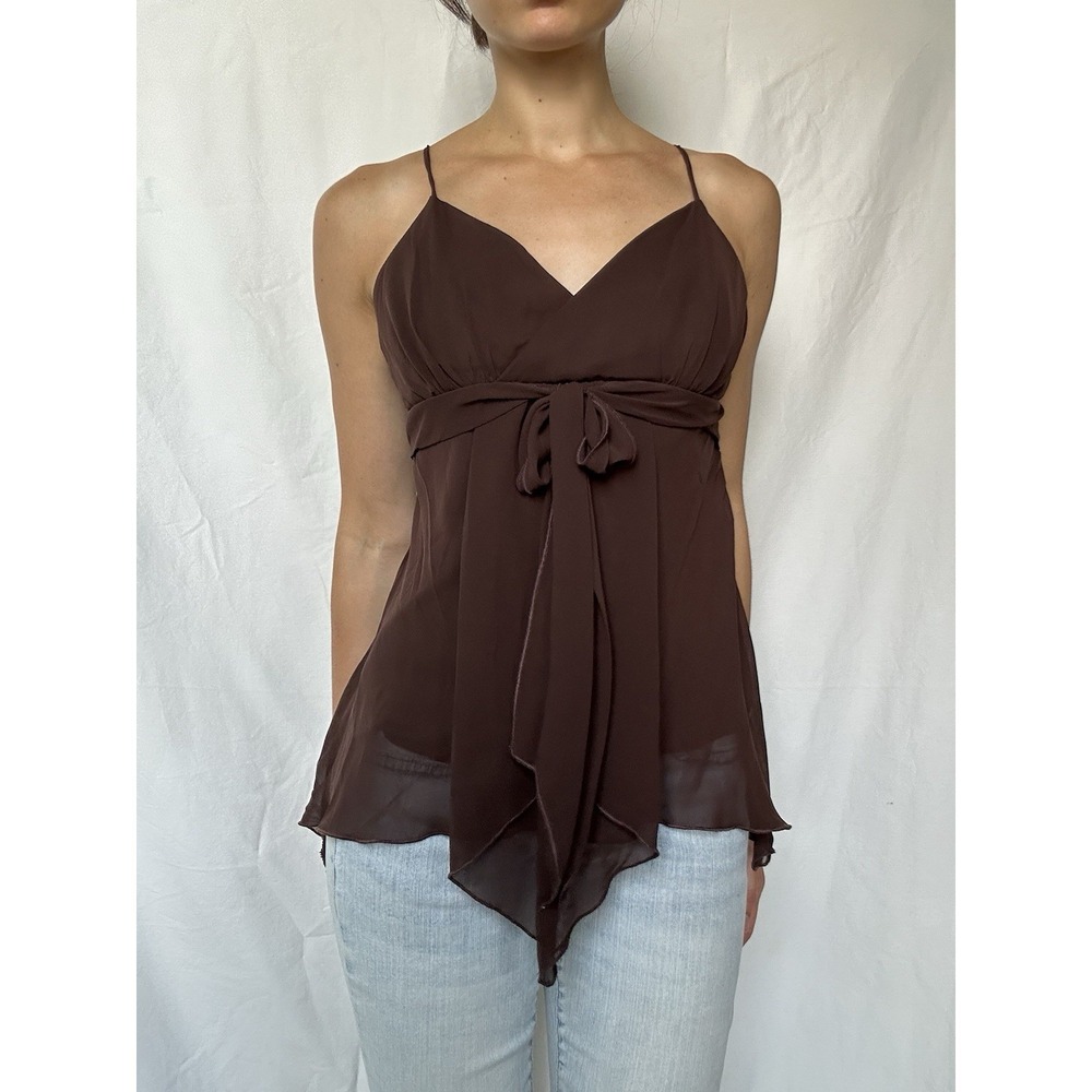 Vintage Y2K Brown Brown Babydoll Top Fairy Boho Romantic Feminine Coquettte